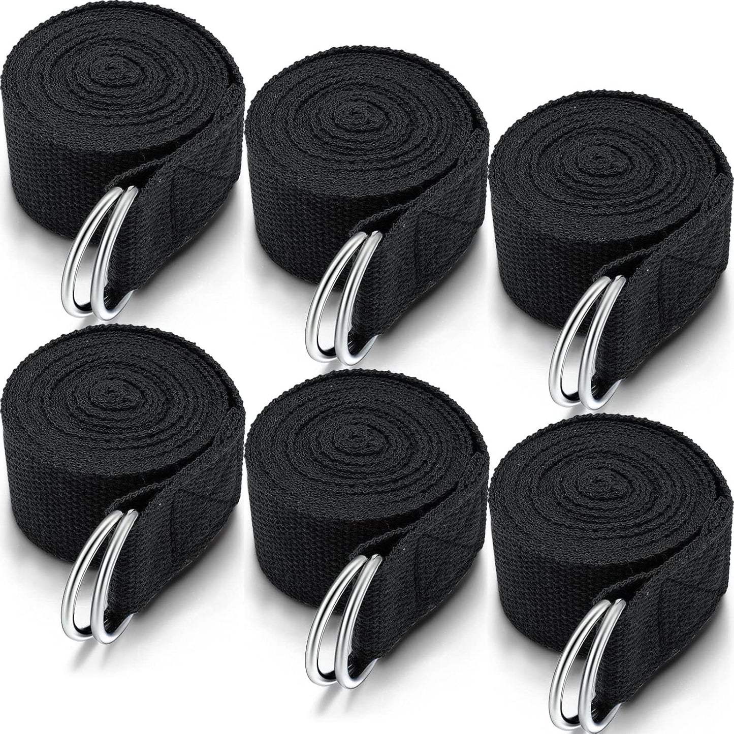 6 Pcs Yoga Strap for Stretching 8 ft Yoga Exercise Adjustable Straps Bands with Safe D Ring Buckle for Pilates, Gym Workouts, Fitness, Physical Exercise, Dance, Improve Flexibility