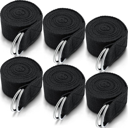 6 Pcs Yoga Strap for Stretching 8 ft Yoga Exercise Adjustable Straps Bands with Safe D Ring Buckle for Pilates, Gym Workouts, Fitness, Physical Exercise, Dance, Improve Flexibility