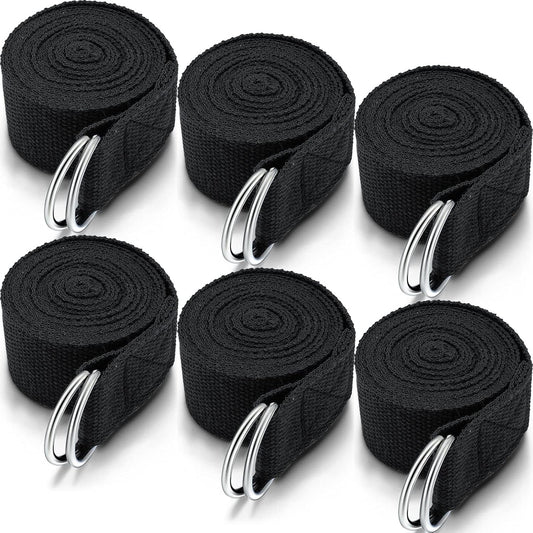 6 Pcs Yoga Strap for Stretching 8 ft Yoga Exercise Adjustable Straps Bands with Safe D Ring Buckle for Pilates, Gym Workouts, Fitness, Physical Exercise, Dance, Improve Flexibility