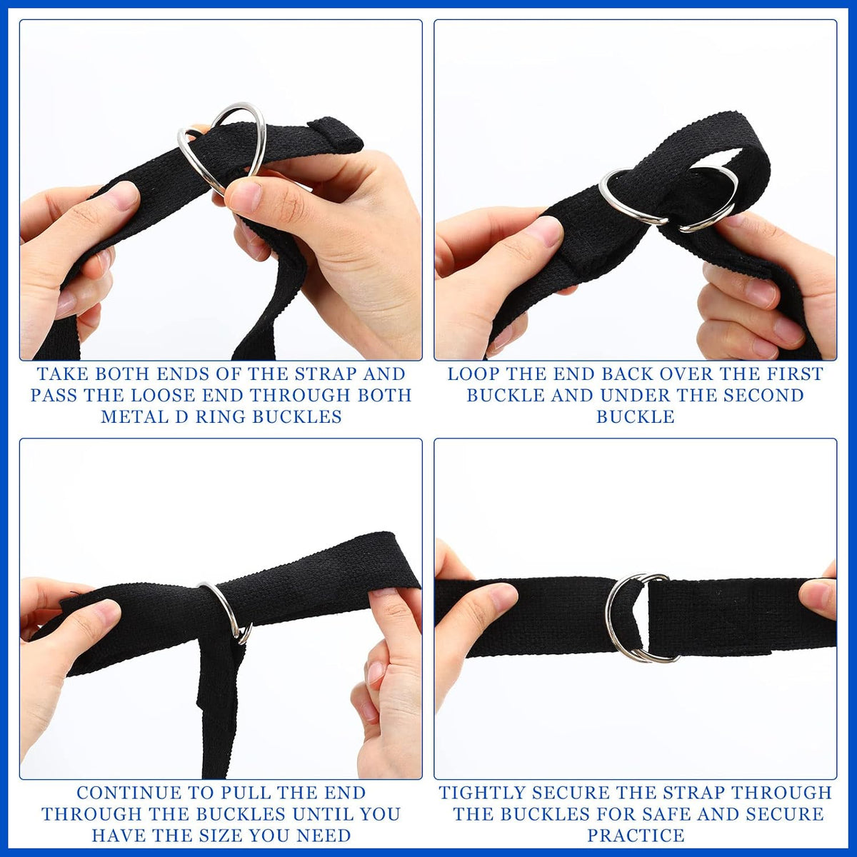6 Pcs Yoga Strap for Stretching 8 ft Yoga Exercise Adjustable Straps Bands with Safe D Ring Buckle for Pilates, Gym Workouts, Fitness, Physical Exercise, Dance, Improve Flexibility