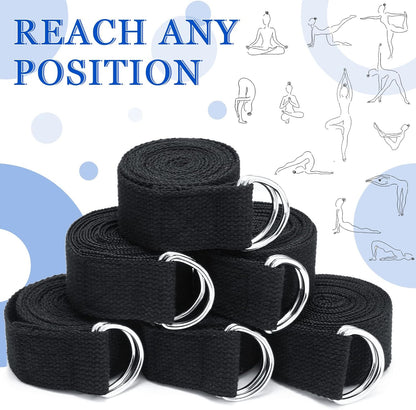 6 Pcs Yoga Strap for Stretching 8 ft Yoga Exercise Adjustable Straps Bands with Safe D Ring Buckle for Pilates, Gym Workouts, Fitness, Physical Exercise, Dance, Improve Flexibility