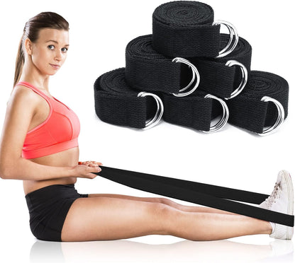 6 Pcs Yoga Strap for Stretching 8 ft Yoga Exercise Adjustable Straps Bands with Safe D Ring Buckle for Pilates, Gym Workouts, Fitness, Physical Exercise, Dance, Improve Flexibility