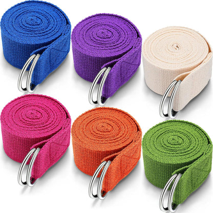 6 Pcs Yoga Strap for Stretching 8 ft Yoga Exercise Adjustable Straps Bands with Safe D Ring Buckle for Pilates, Gym Workouts, Fitness, Physical Exercise, Dance, Improve Flexibility