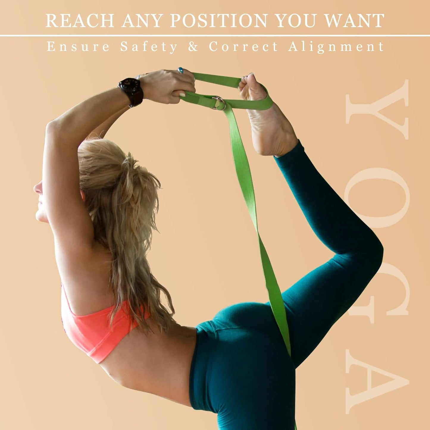6 Pcs Yoga Strap for Stretching 8 ft Yoga Exercise Adjustable Straps Bands with Safe D Ring Buckle for Pilates, Gym Workouts, Fitness, Physical Exercise, Dance, Improve Flexibility