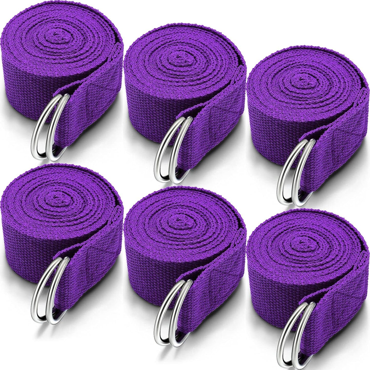 6 Pcs Yoga Strap for Stretching 8 ft Yoga Exercise Adjustable Straps Bands with Safe D Ring Buckle for Pilates, Gym Workouts, Fitness, Physical Exercise, Dance, Improve Flexibility
