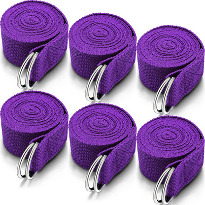 6 Pcs Yoga Strap for Stretching 8 ft Yoga Exercise Adjustable Straps Bands with Safe D Ring Buckle for Pilates, Gym Workouts, Fitness, Physical Exercise, Dance, Improve Flexibility