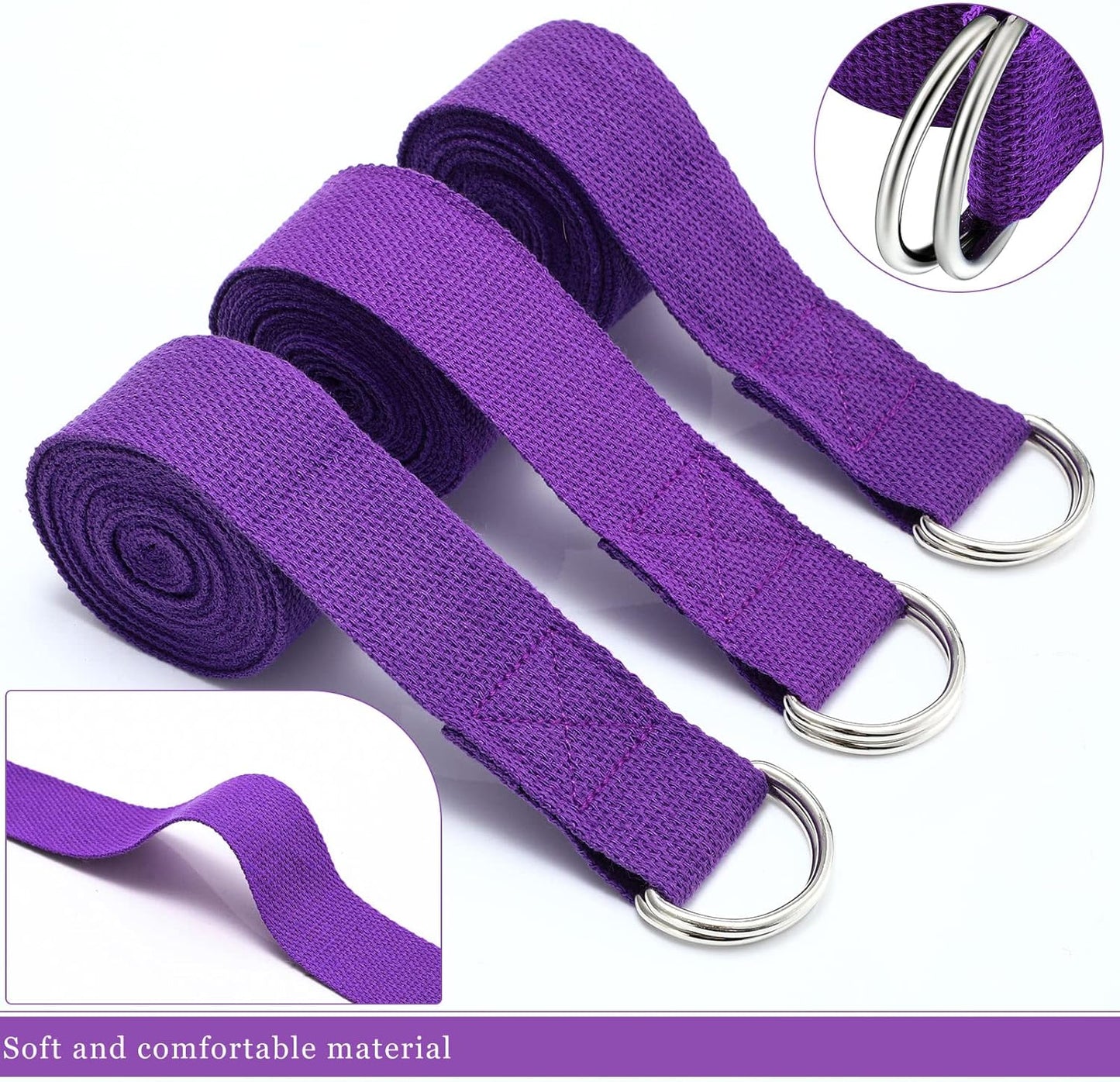 6 Pcs Yoga Strap for Stretching 8 ft Yoga Exercise Adjustable Straps Bands with Safe D Ring Buckle for Pilates, Gym Workouts, Fitness, Physical Exercise, Dance, Improve Flexibility