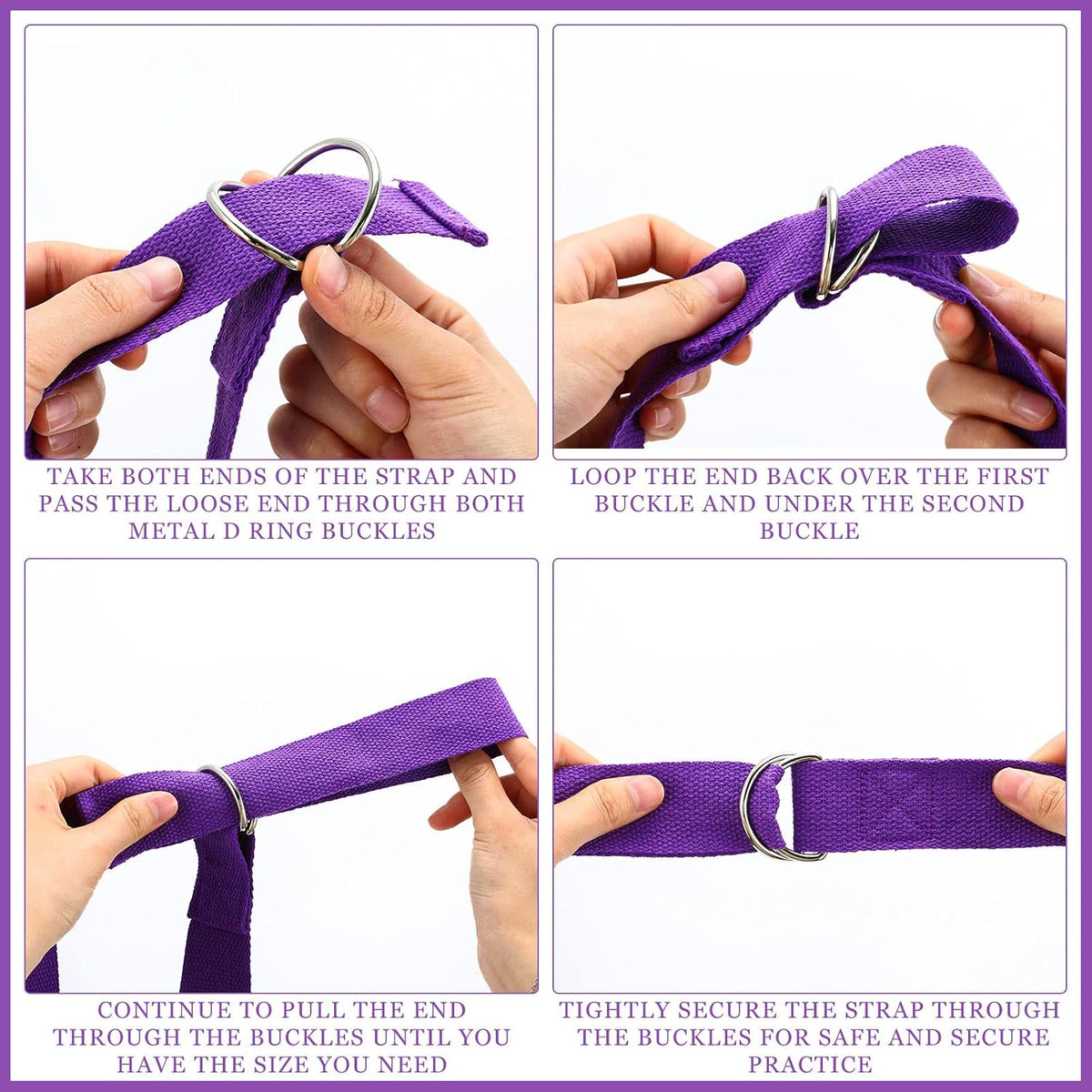 6 Pcs Yoga Strap for Stretching 8 ft Yoga Exercise Adjustable Straps Bands with Safe D Ring Buckle for Pilates, Gym Workouts, Fitness, Physical Exercise, Dance, Improve Flexibility
