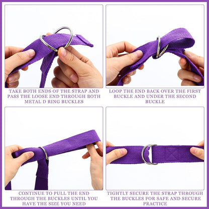 6 Pcs Yoga Strap for Stretching 8 ft Yoga Exercise Adjustable Straps Bands with Safe D Ring Buckle for Pilates, Gym Workouts, Fitness, Physical Exercise, Dance, Improve Flexibility