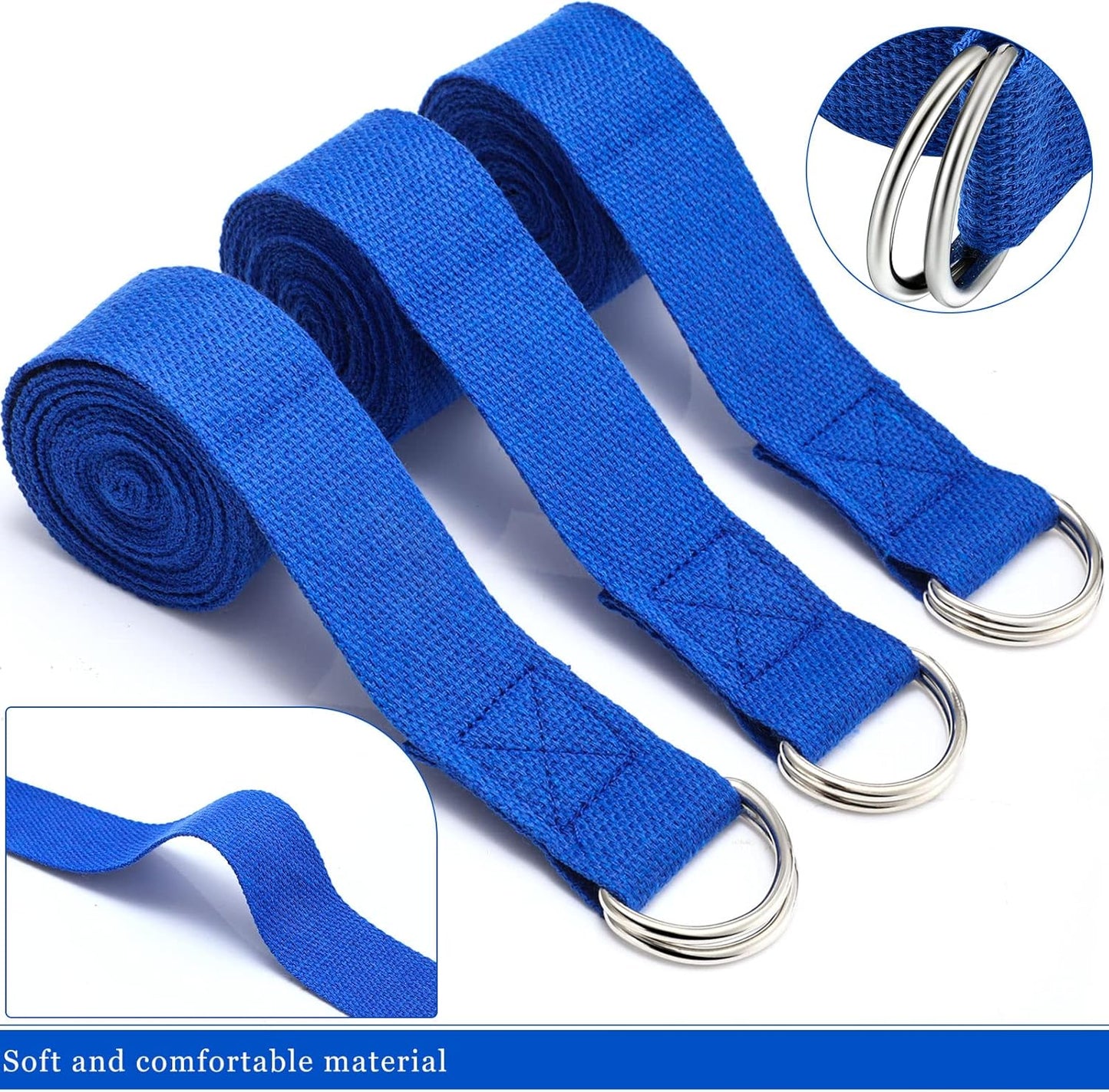 6 Pcs Yoga Strap for Stretching 8 ft Yoga Exercise Adjustable Straps Bands with Safe D Ring Buckle for Pilates, Gym Workouts, Fitness, Physical Exercise, Dance, Improve Flexibility
