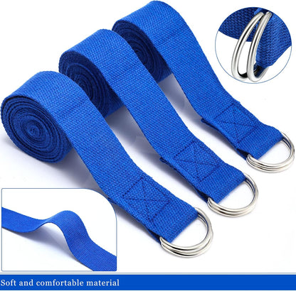 6 Pcs Yoga Strap for Stretching 8 ft Yoga Exercise Adjustable Straps Bands with Safe D Ring Buckle for Pilates, Gym Workouts, Fitness, Physical Exercise, Dance, Improve Flexibility