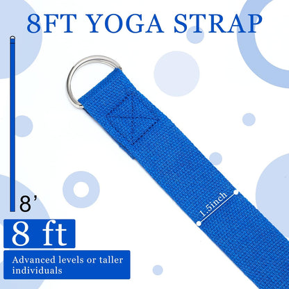 6 Pcs Yoga Strap for Stretching 8 ft Yoga Exercise Adjustable Straps Bands with Safe D Ring Buckle for Pilates, Gym Workouts, Fitness, Physical Exercise, Dance, Improve Flexibility