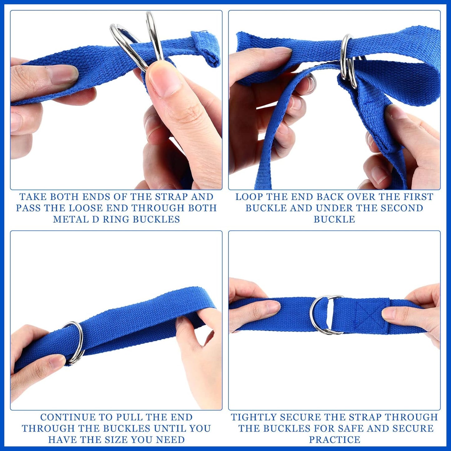 6 Pcs Yoga Strap for Stretching 8 ft Yoga Exercise Adjustable Straps Bands with Safe D Ring Buckle for Pilates, Gym Workouts, Fitness, Physical Exercise, Dance, Improve Flexibility
