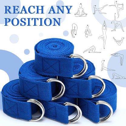 6 Pcs Yoga Strap for Stretching 8 ft Yoga Exercise Adjustable Straps Bands with Safe D Ring Buckle for Pilates, Gym Workouts, Fitness, Physical Exercise, Dance, Improve Flexibility