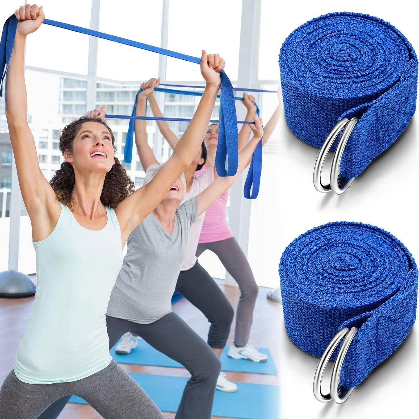 6 Pcs Yoga Strap for Stretching 8 ft Yoga Exercise Adjustable Straps Bands with Safe D Ring Buckle for Pilates, Gym Workouts, Fitness, Physical Exercise, Dance, Improve Flexibility