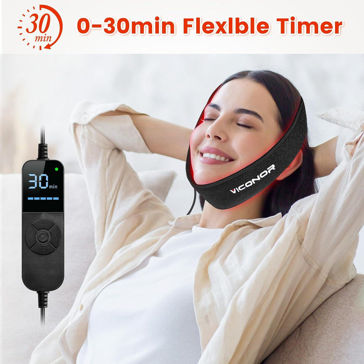 Red Light Therapy Belt for Body, Near Infrared Light Therapy for Face Neck 15W Wearable Red Light Neck Wrap with Timer Belt for Chin Hand Wrist Knee Unisex Gift