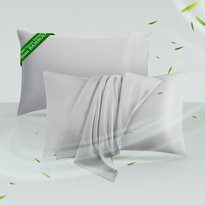 Cooling Pillowcases Queen Size Set of 2, Viscose Derived from Bamboo for Hot Sleepers, Soft & Silky Pillow Covers with Envelope Closure (Light Pink, 2 Pack, 20x30 inches)