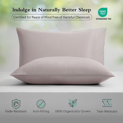 Cooling Pillowcases Queen Size Set of 2, Viscose Derived from Bamboo for Hot Sleepers, Soft & Silky Pillow Covers with Envelope Closure (Light Pink, 2 Pack, 20x30 inches)