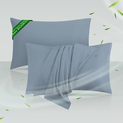 Cooling Pillowcases Queen Size Set of 2, Viscose Derived from Bamboo for Hot Sleepers, Soft & Silky Pillow Covers with Envelope Closure (Light Pink, 2 Pack, 20x30 inches)