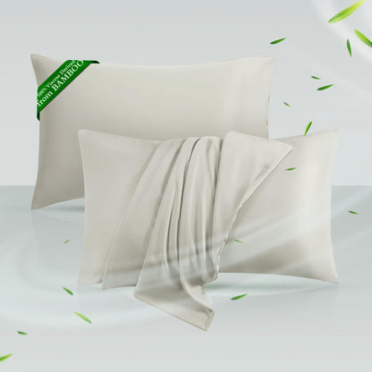 Cooling Pillowcases Queen Size Set of 2, Viscose Derived from Bamboo for Hot Sleepers, Soft & Silky Pillow Covers with Envelope Closure (Light Pink, 2 Pack, 20x30 inches)