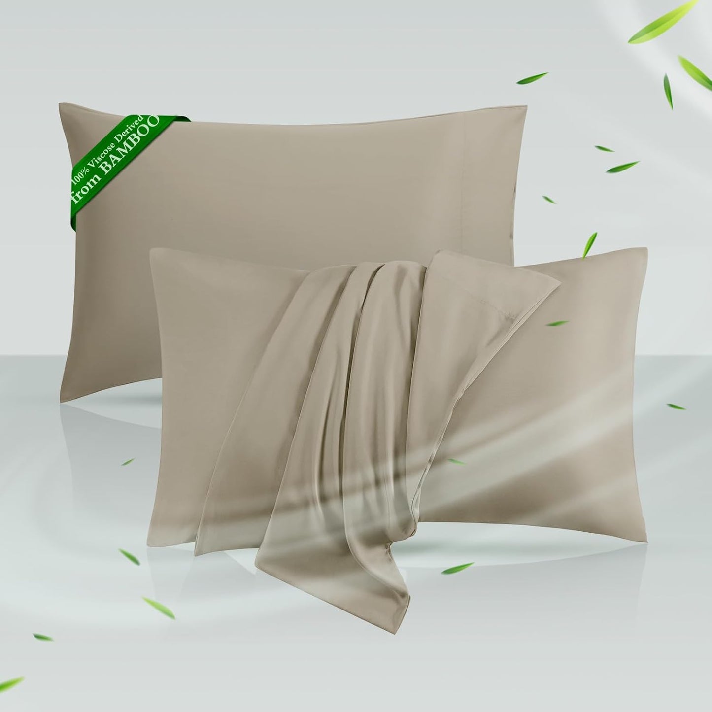 Cooling Pillowcases Queen Size Set of 2, Viscose Derived from Bamboo for Hot Sleepers, Soft & Silky Pillow Covers with Envelope Closure (Light Pink, 2 Pack, 20x30 inches)