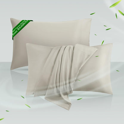 Cooling Pillowcases Queen Size Set of 2, Viscose Derived from Bamboo for Hot Sleepers, Soft & Silky Pillow Covers with Envelope Closure (Light Pink, 2 Pack, 20x30 inches)
