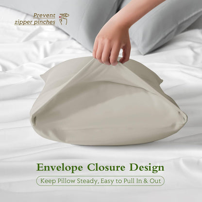 Cooling Pillowcases Queen Size Set of 2, Viscose Derived from Bamboo for Hot Sleepers, Soft & Silky Pillow Covers with Envelope Closure (Light Pink, 2 Pack, 20x30 inches)