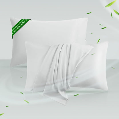 Cooling Pillowcases Queen Size Set of 2, Viscose Derived from Bamboo for Hot Sleepers, Soft & Silky Pillow Covers with Envelope Closure (Light Pink, 2 Pack, 20x30 inches)