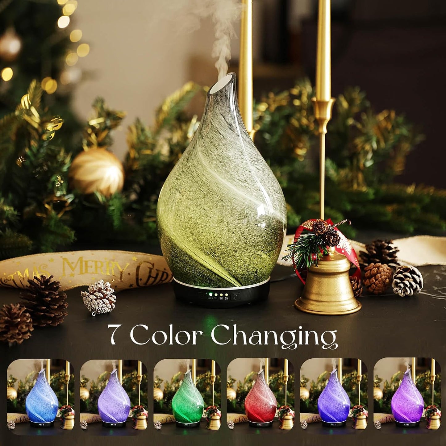 Essential Oil Diffuser 280ml Handmade Glass Diffuser 7H Runtime