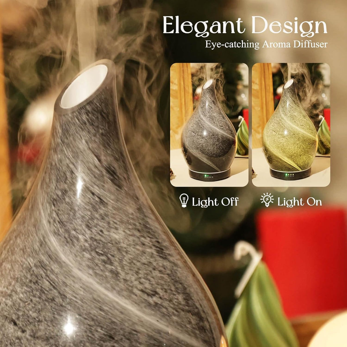 Essential Oil Diffuser 280ml Handmade Glass Diffuser 7H Runtime