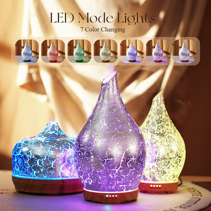 Essential Oil Diffuser 280ml Handmade Glass Diffuser 7H Runtime