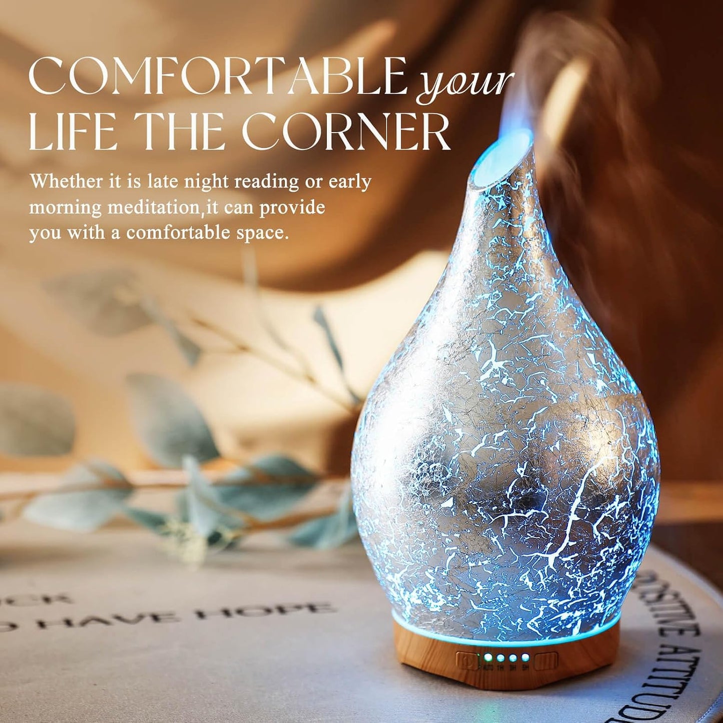 Essential Oil Diffuser 280ml Handmade Glass Diffuser 7H Runtime