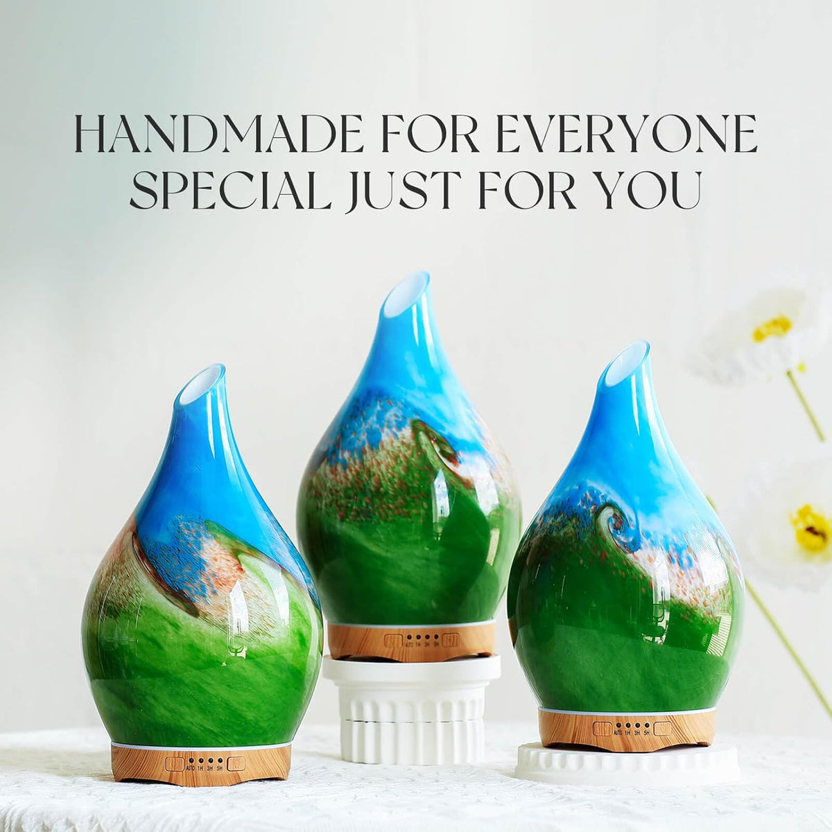 Essential Oil Diffuser 280ml Handmade Glass Diffuser 7H Runtime