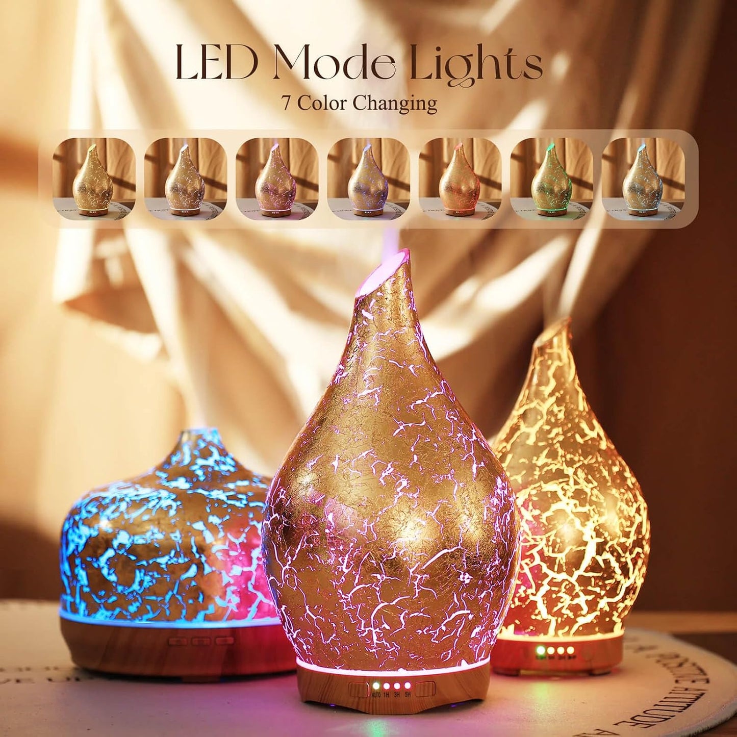 Essential Oil Diffuser 280ml Handmade Glass Diffuser 7H Runtime