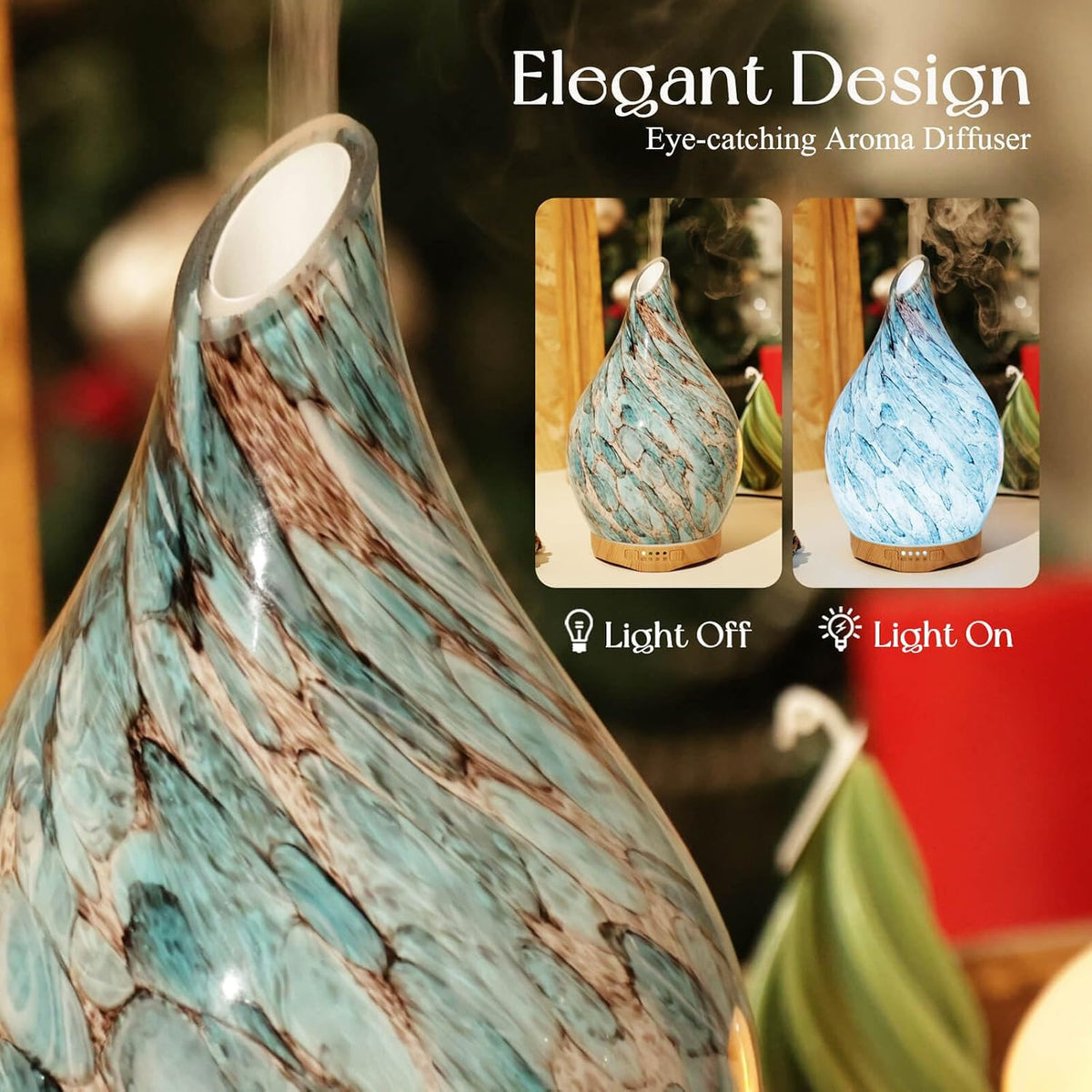 Essential Oil Diffuser 280ml Handmade Glass Diffuser 7H Runtime