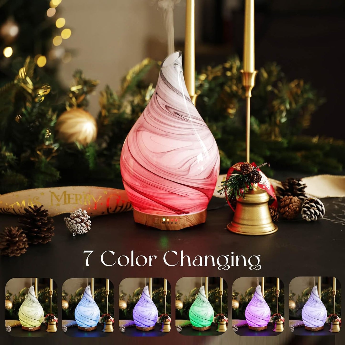 Essential Oil Diffuser 280ml Handmade Glass Diffuser 7H Runtime