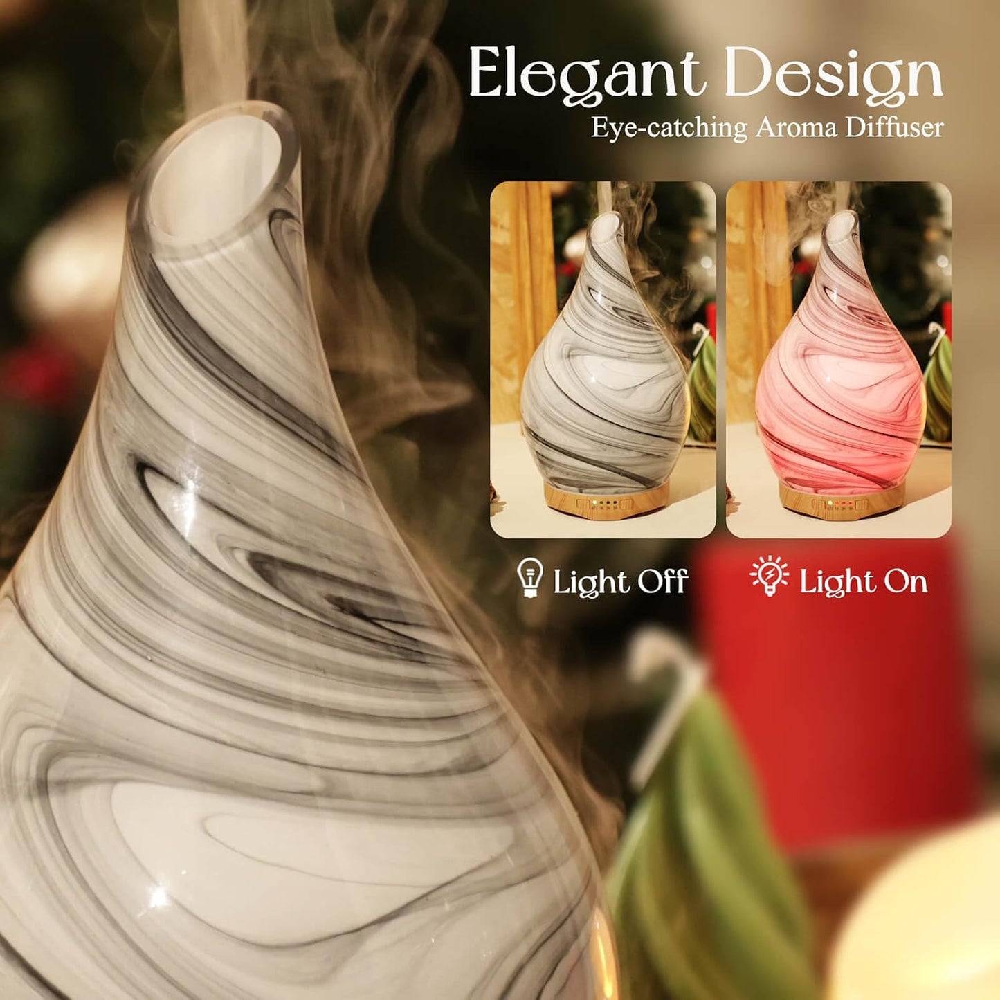 Essential Oil Diffuser 280ml Handmade Glass Diffuser 7H Runtime