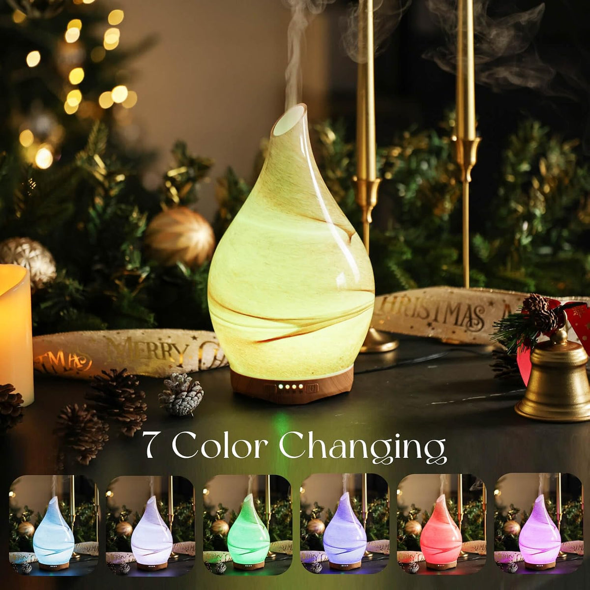 Essential Oil Diffuser 280ml Handmade Glass Diffuser 7H Runtime