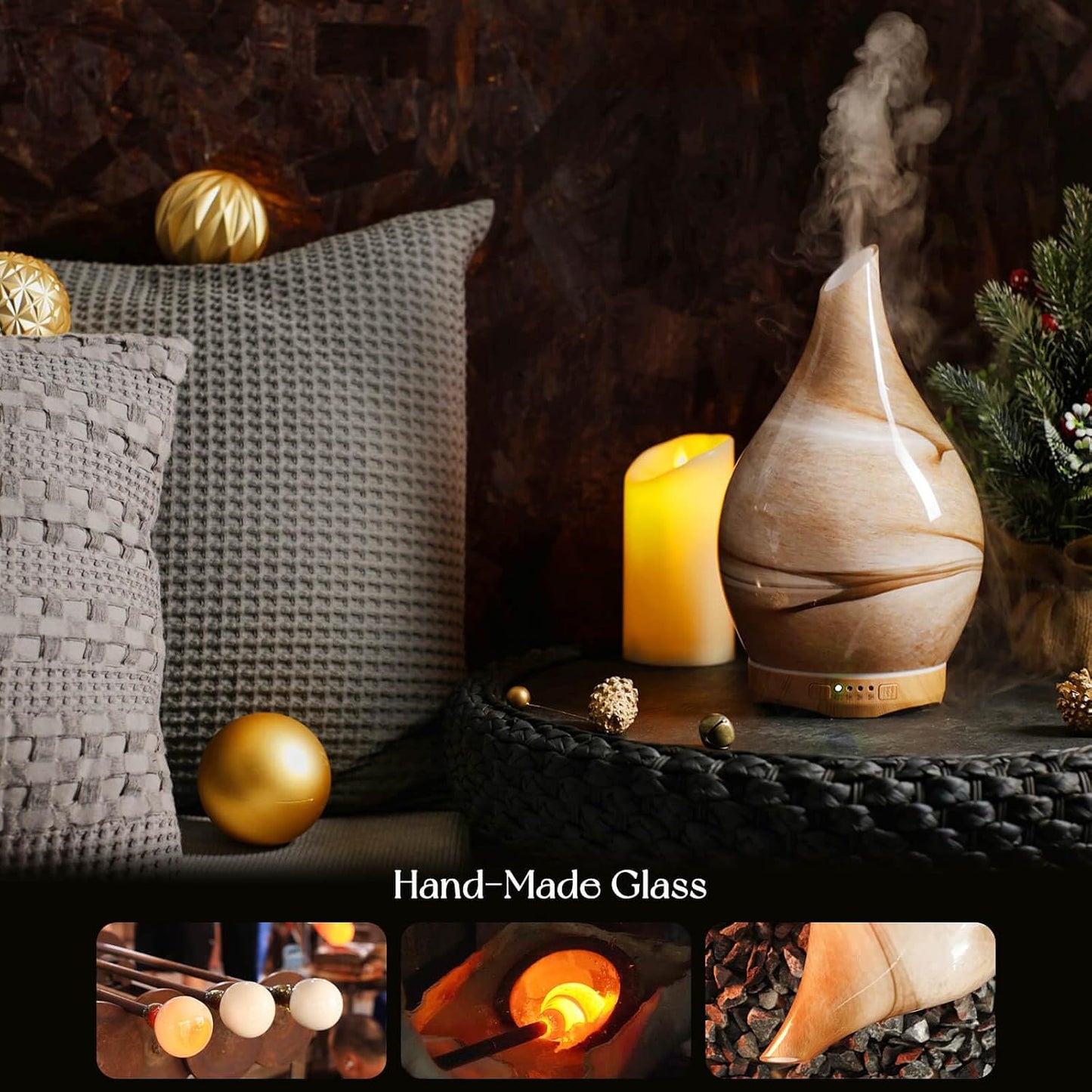 Essential Oil Diffuser 280ml Handmade Glass Diffuser 7H Runtime