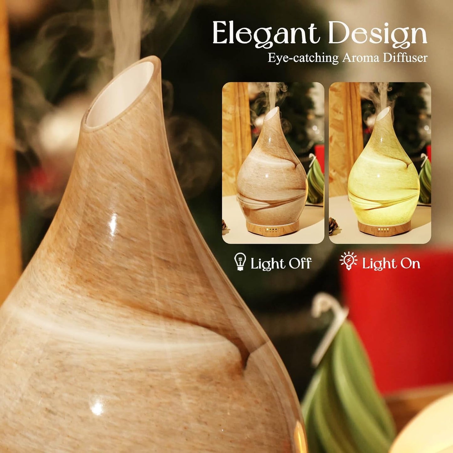 Essential Oil Diffuser 280ml Handmade Glass Diffuser 7H Runtime