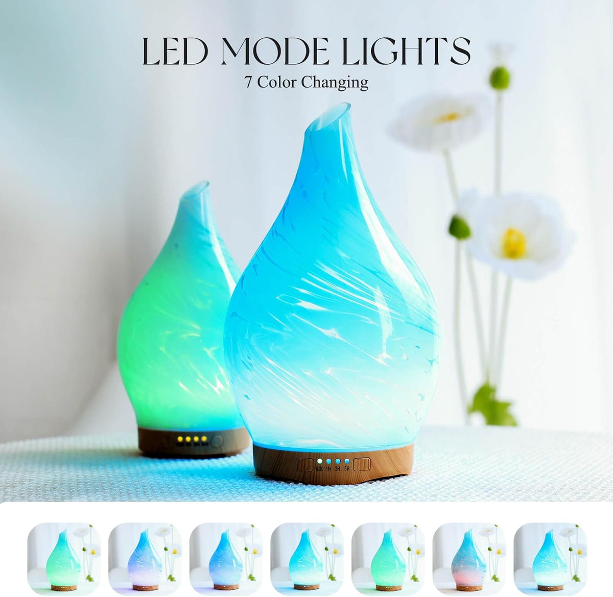Essential Oil Diffuser 280ml Handmade Glass Diffuser 7H Runtime