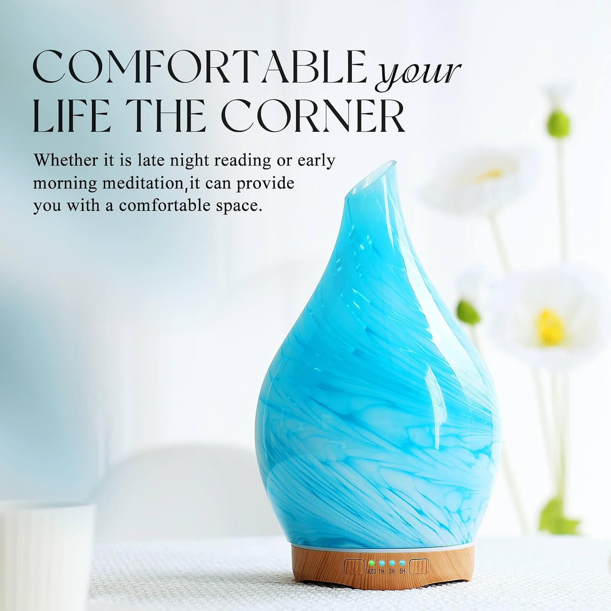 Essential Oil Diffuser 280ml Handmade Glass Diffuser 7H Runtime