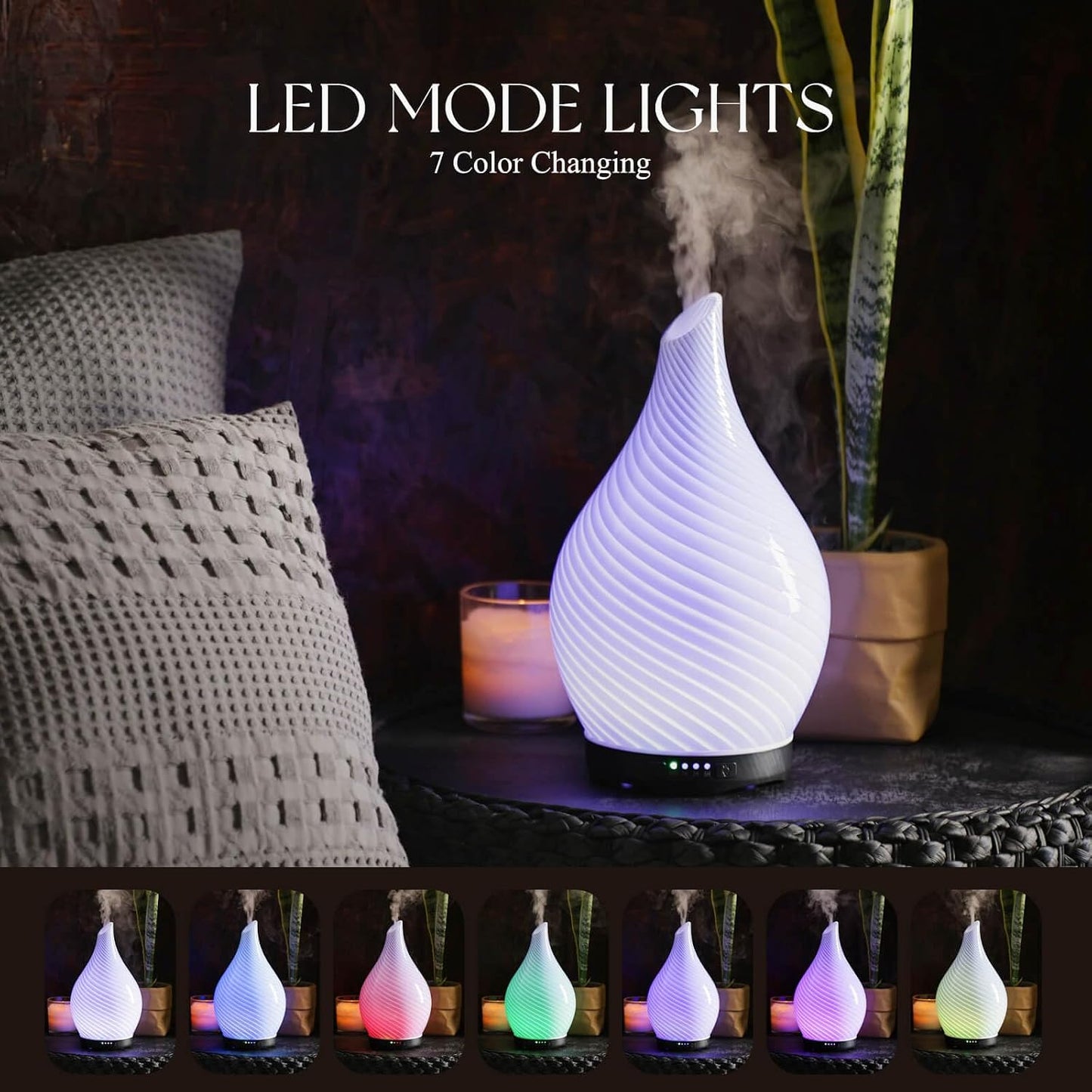 Essential Oil Diffuser 280ml Handmade Glass Diffuser 7H Runtime
