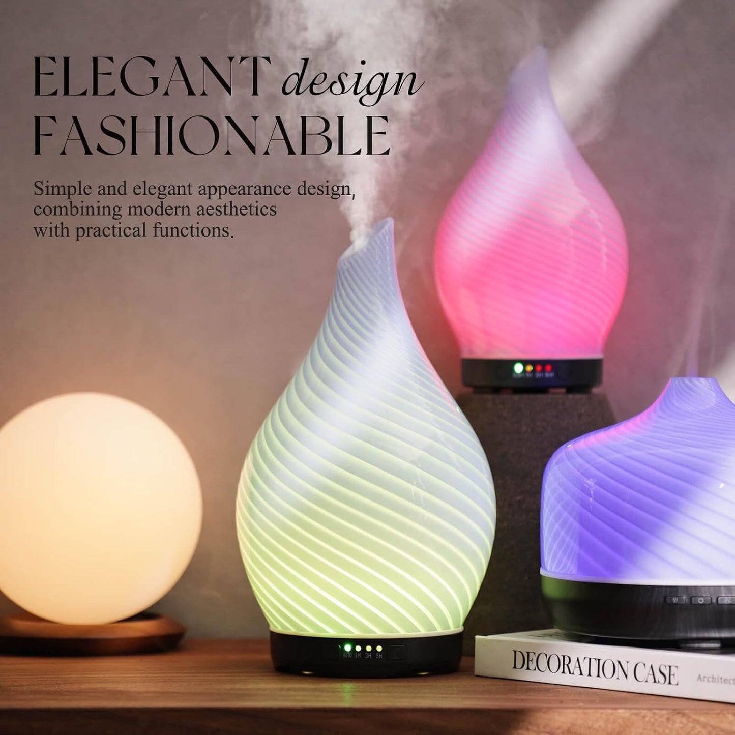 Essential Oil Diffuser 280ml Handmade Glass Diffuser 7H Runtime