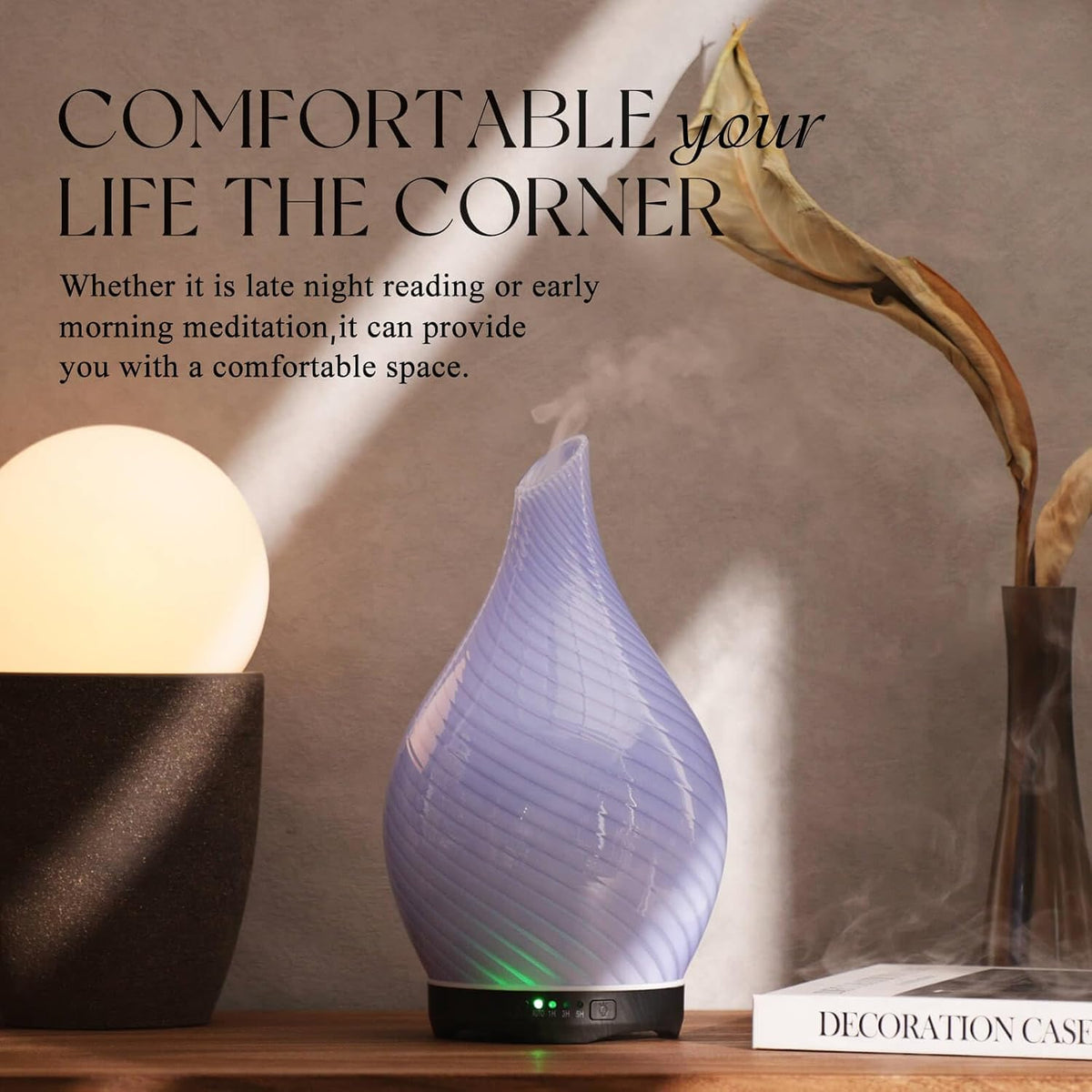 Essential Oil Diffuser 280ml Handmade Glass Diffuser 7H Runtime