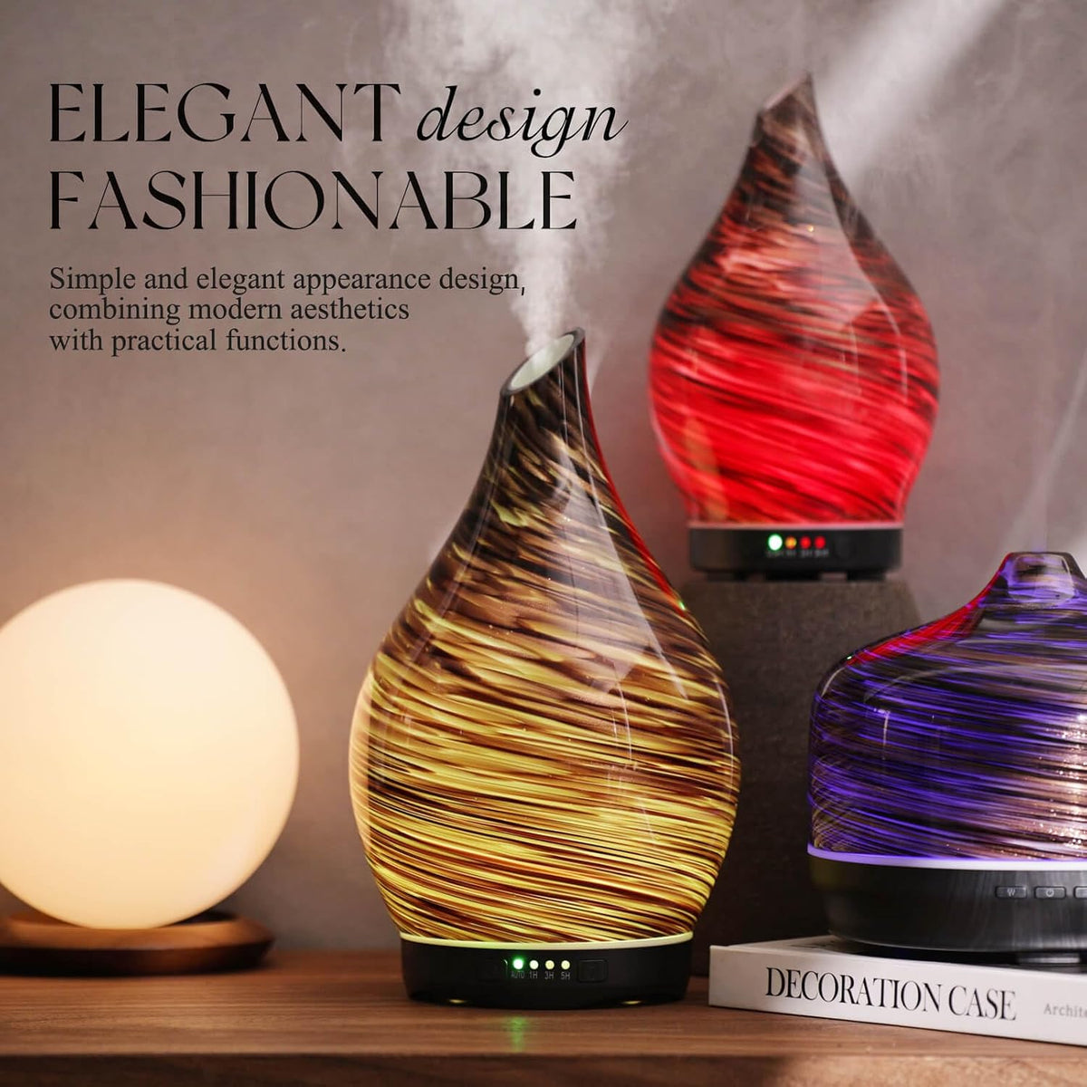 Essential Oil Diffuser 280ml Handmade Glass Diffuser 7H Runtime