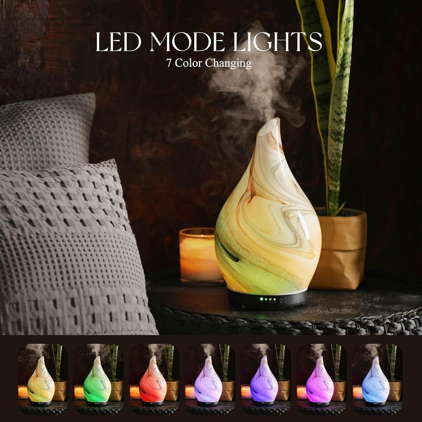 Essential Oil Diffuser 280ml Handmade Glass Diffuser 7H Runtime