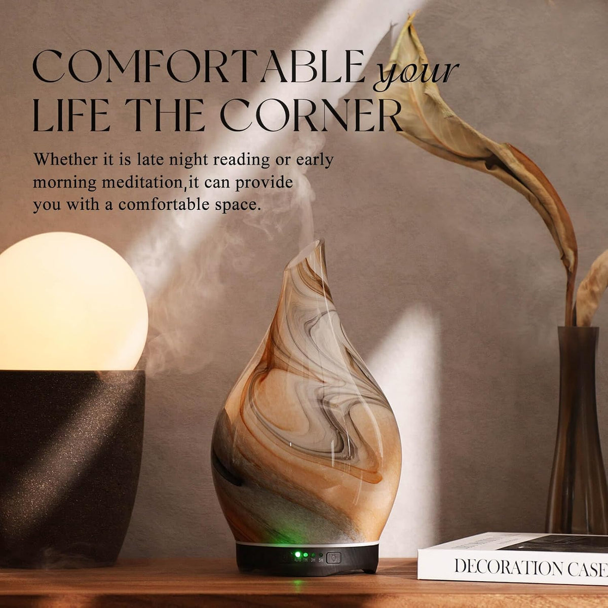 Essential Oil Diffuser 280ml Handmade Glass Diffuser 7H Runtime