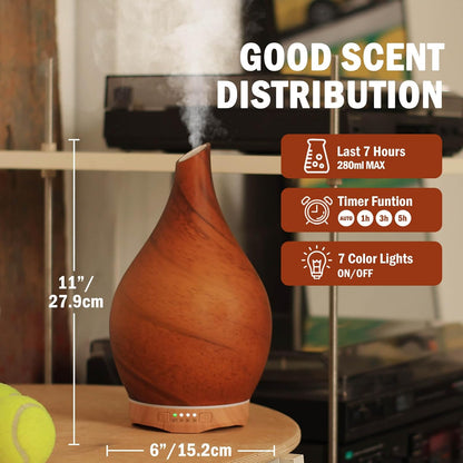 Essential Oil Diffuser 280ml Handmade Glass Diffuser 7H Runtime