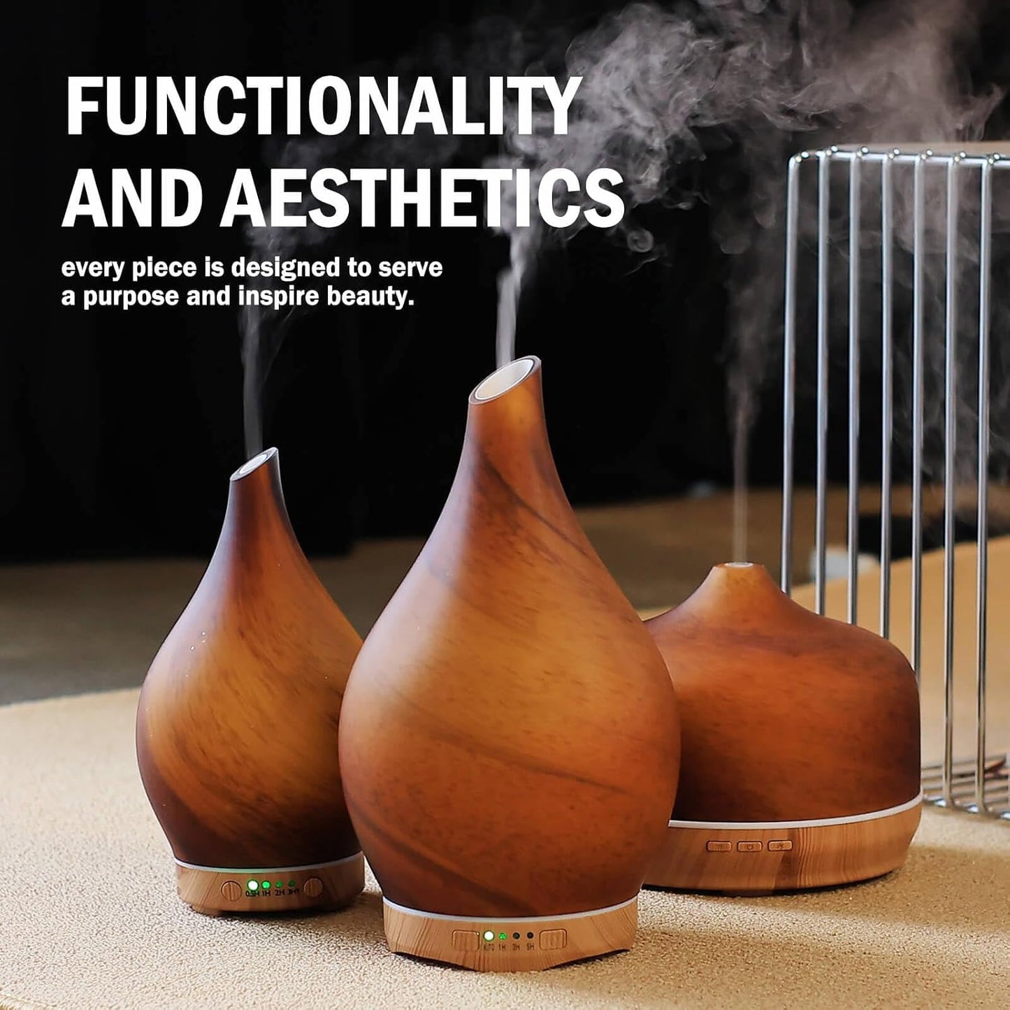 Essential Oil Diffuser 280ml Handmade Glass Diffuser 7H Runtime
